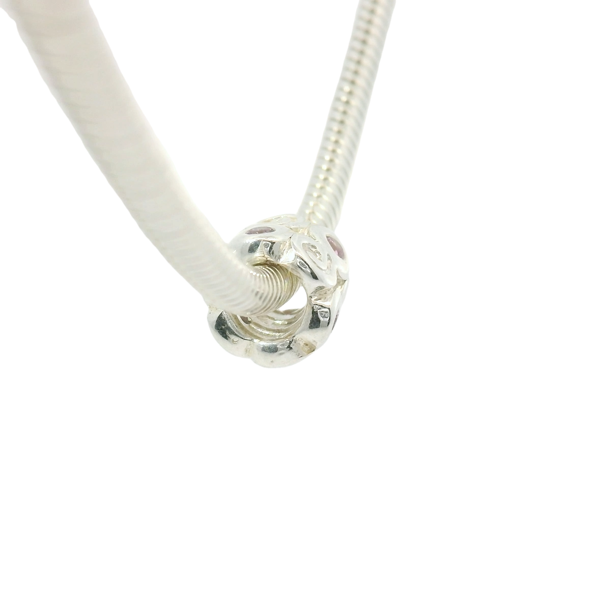 Genuine PANDORA 790263PCZ Sterling Silver Swirlies Bead with Pink Zirconia Charm