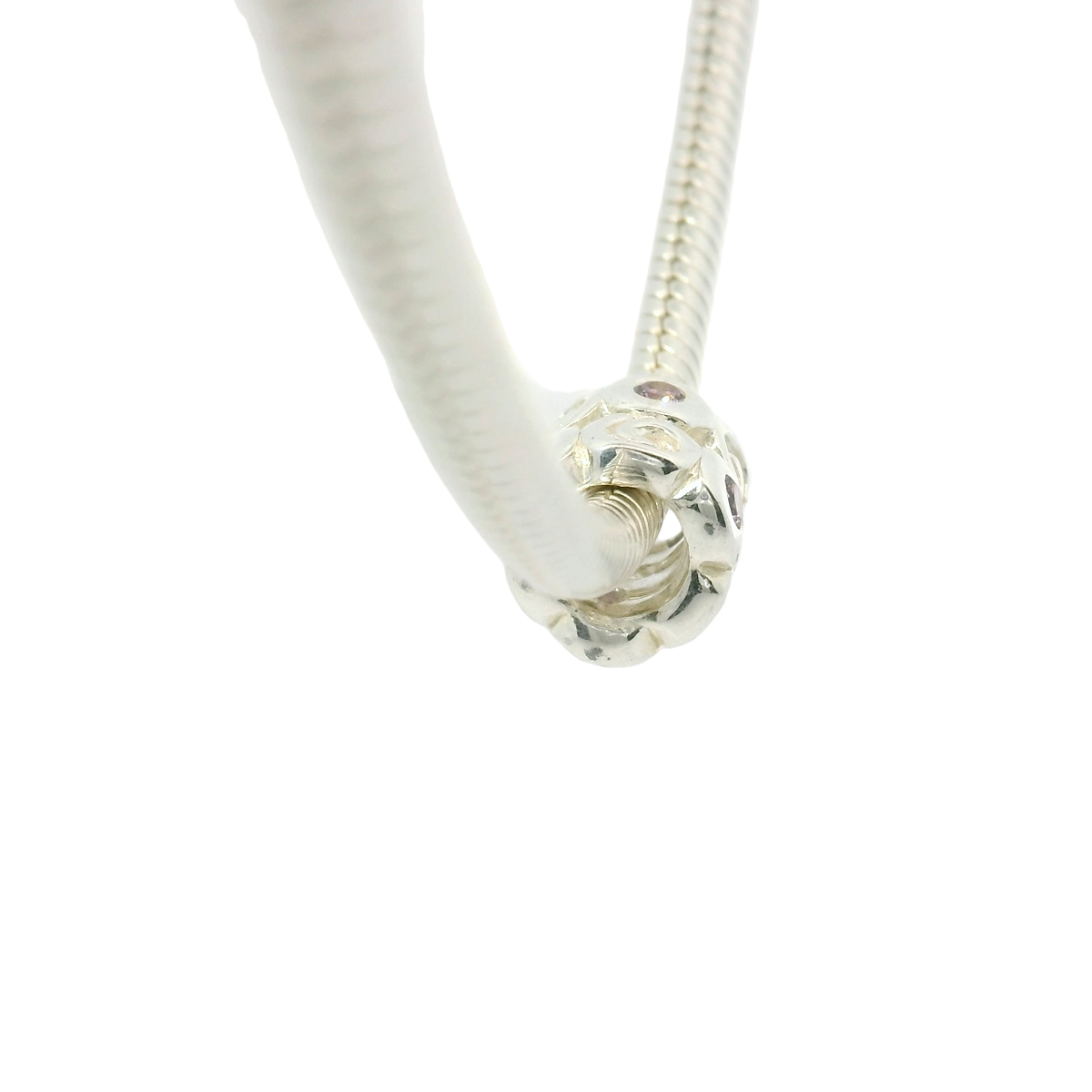 Genuine PANDORA 790263PCZ Sterling Silver Swirlies Bead with Pink Zirconia Charm
