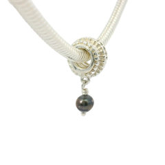 Genuine PANDORA 790132BP Bevelled Drop Dangle Black Pearl Silver Charm only