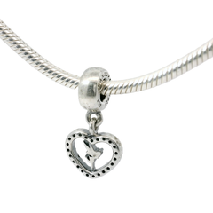 Genuine PANDORA 791565CZ Disney Tinkerbell Dangle Heart Clear CZ Charm Only