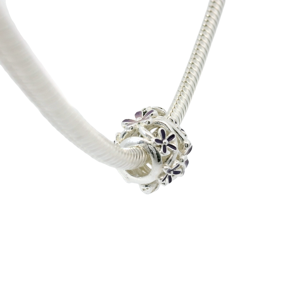 Genuine PANDORA 798772C02 OPENWORK Purple Daisy Charm Only