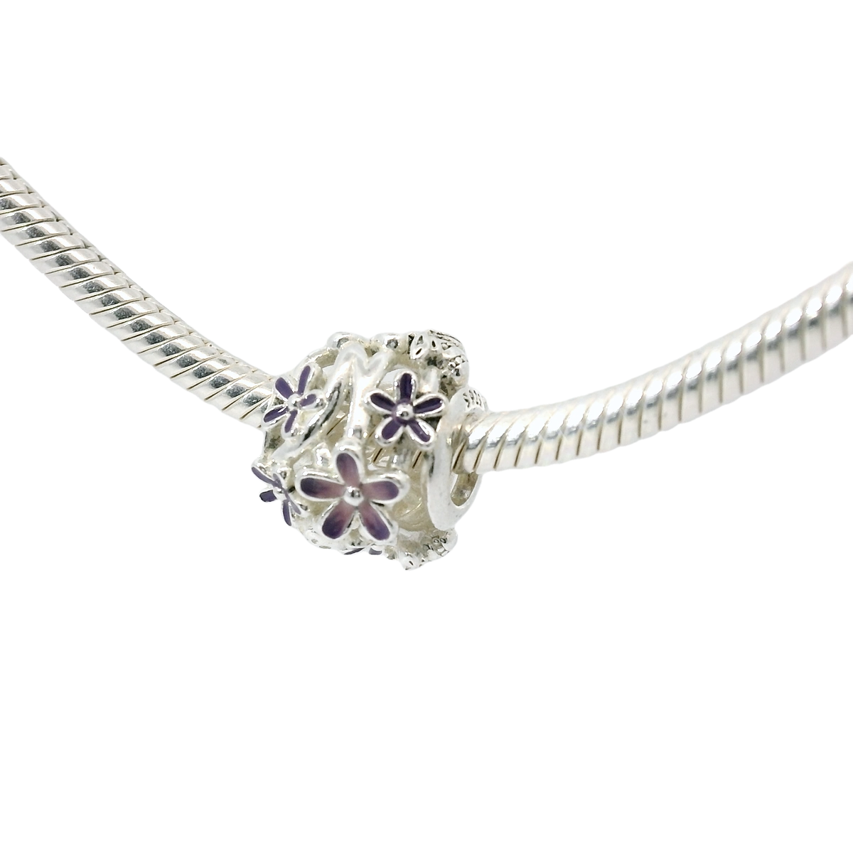 Genuine PANDORA 798772C02 OPENWORK Purple Daisy Charm Only