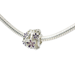 Genuine PANDORA 798772C02 OPENWORK Purple Daisy Charm Only