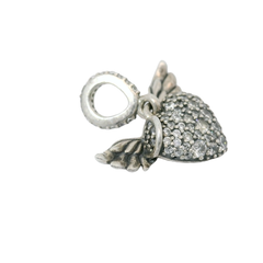 Genuine PANDORA 398505C01 Silver Pave Heart & Wings Pendant Charm Only