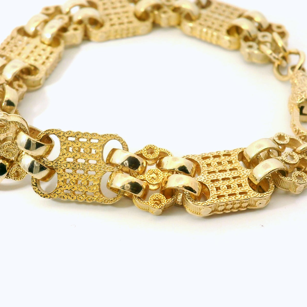 7.5" New 9CT Kids Double Star & Bar Bracelet (20.5g)