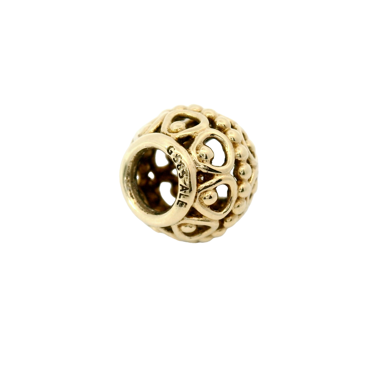 Genuine PANDORA 750458 14K G585 Yellow Gold Gilded Cage Charm Bead Only