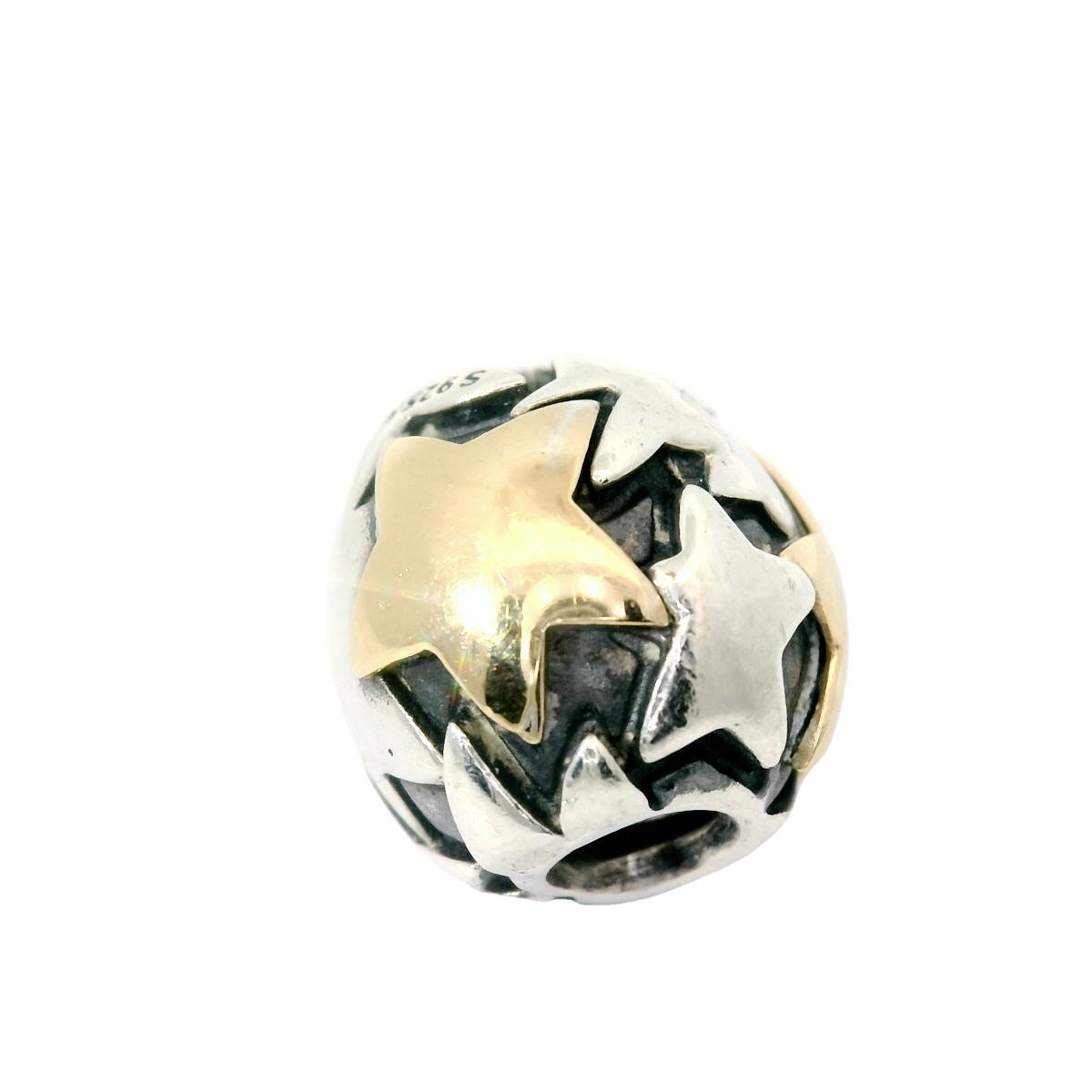 Genuine PANDORA 790563 Sterling Silver and 14K Gold "Golden Star" Bead Charm Only