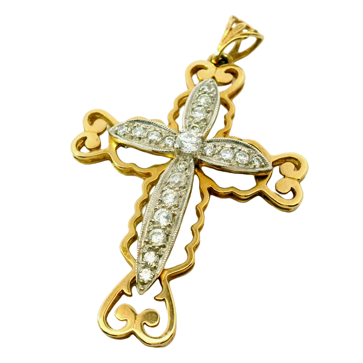 9CT Pre-owned Stone Set Cross Pendant (10g)