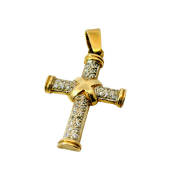 9CT Pre-owned Stone Set Cross Pendant (7.8g)