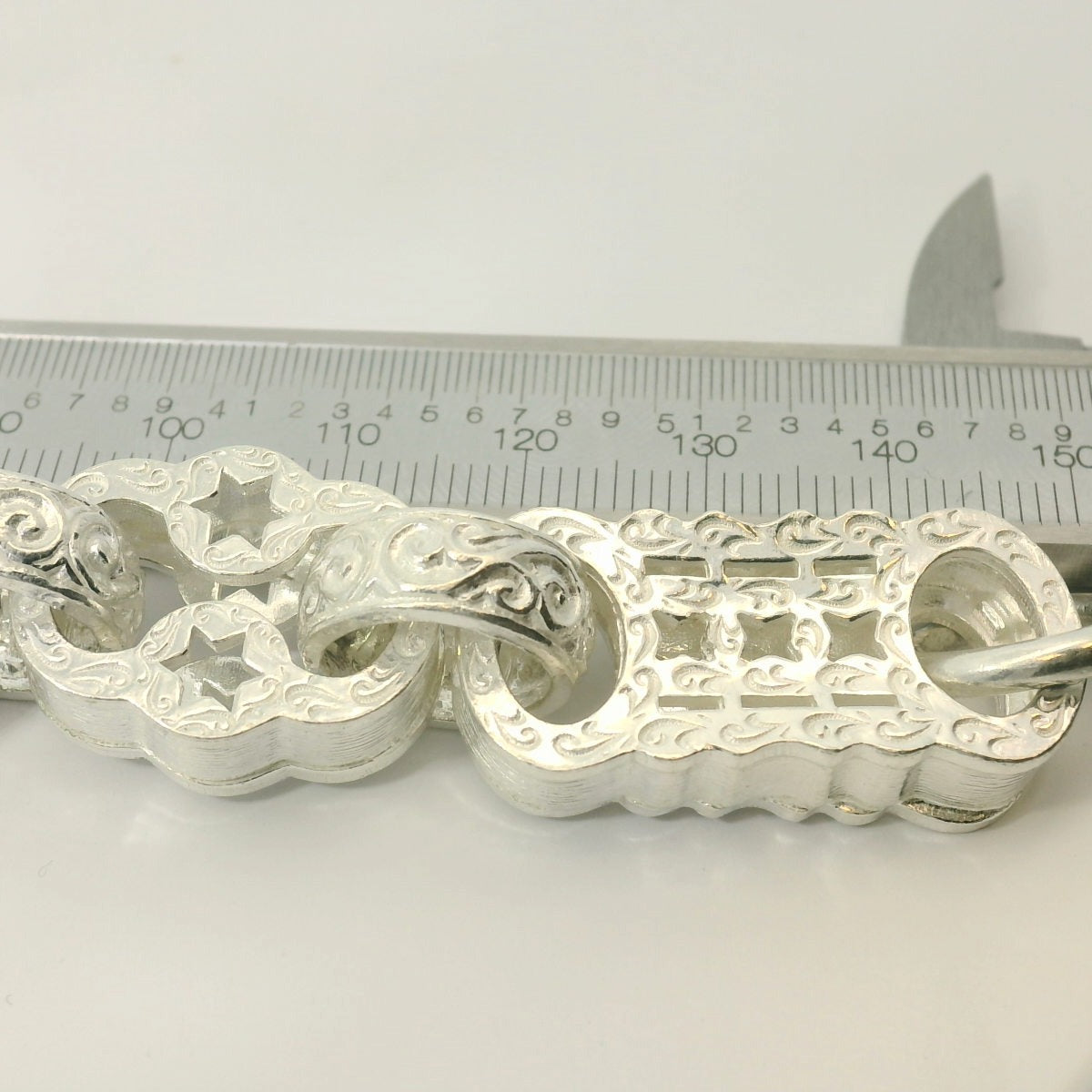 8" New Silver 925 Stars & Bars Bracelet (71g)