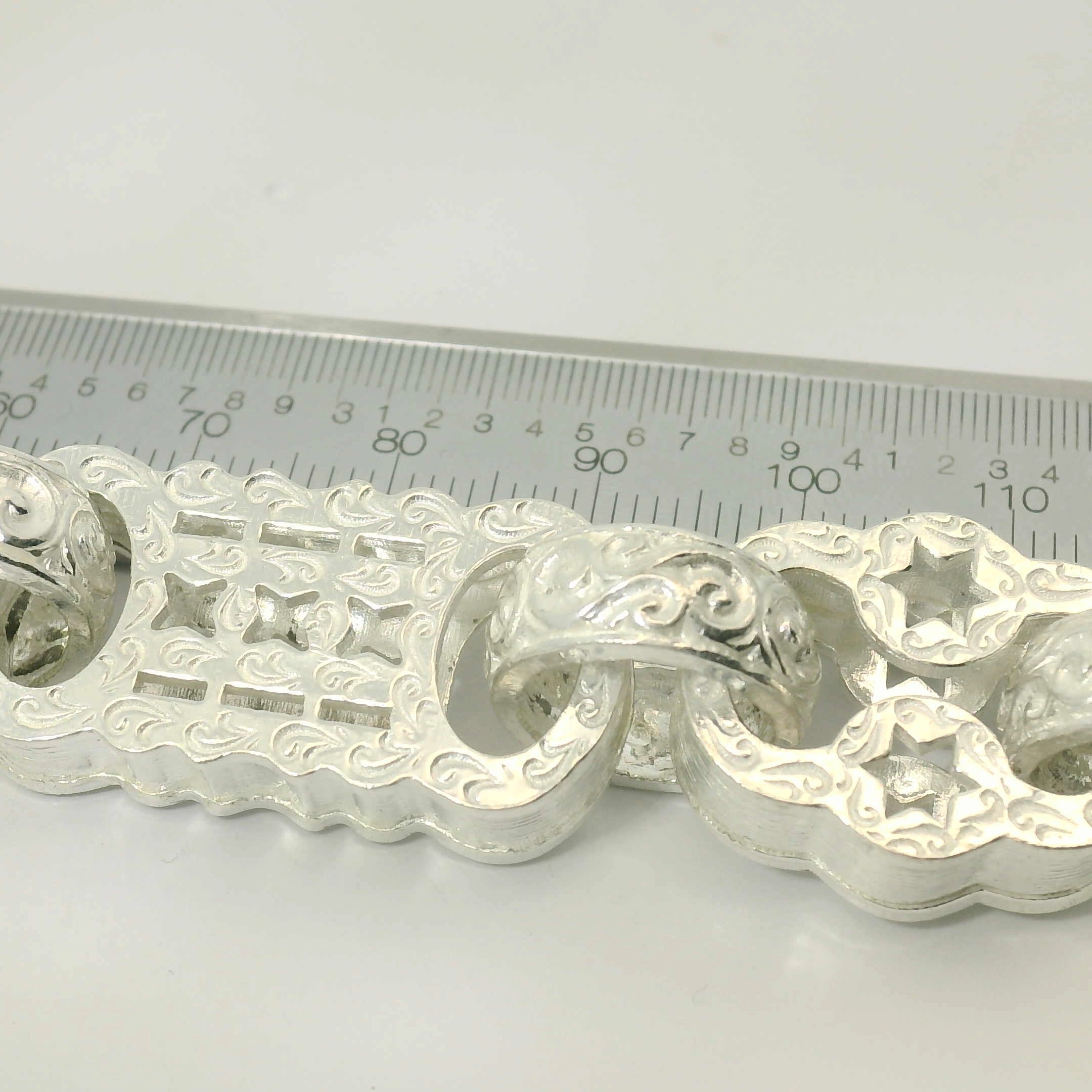 8" New Silver 925 Stars & Bars Bracelet (71g)