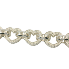 7.5" New Silver 925 Heart Belcher Bracelet (16.1g)