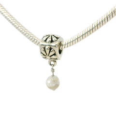 Genuine PANDORA 790535P Posy Flower Pearl Dangle Charm Only