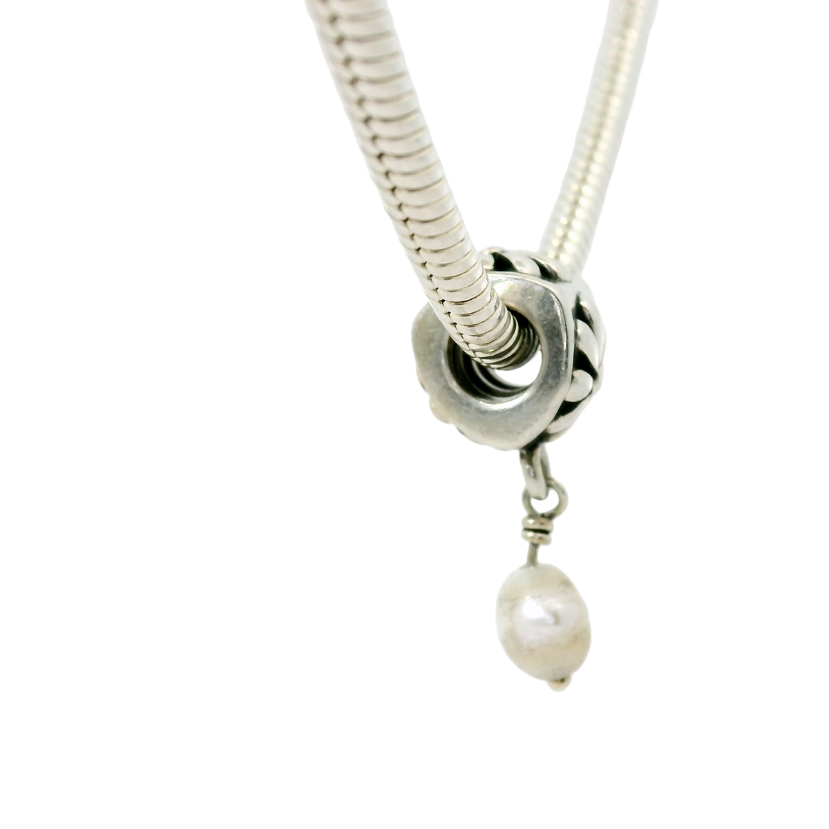 Genuine PANDORA 790535P Posy Flower Pearl Dangle Charm Only