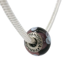 Genuine PANDORA 790643 Purple Flowers Murano Glass Charm Only