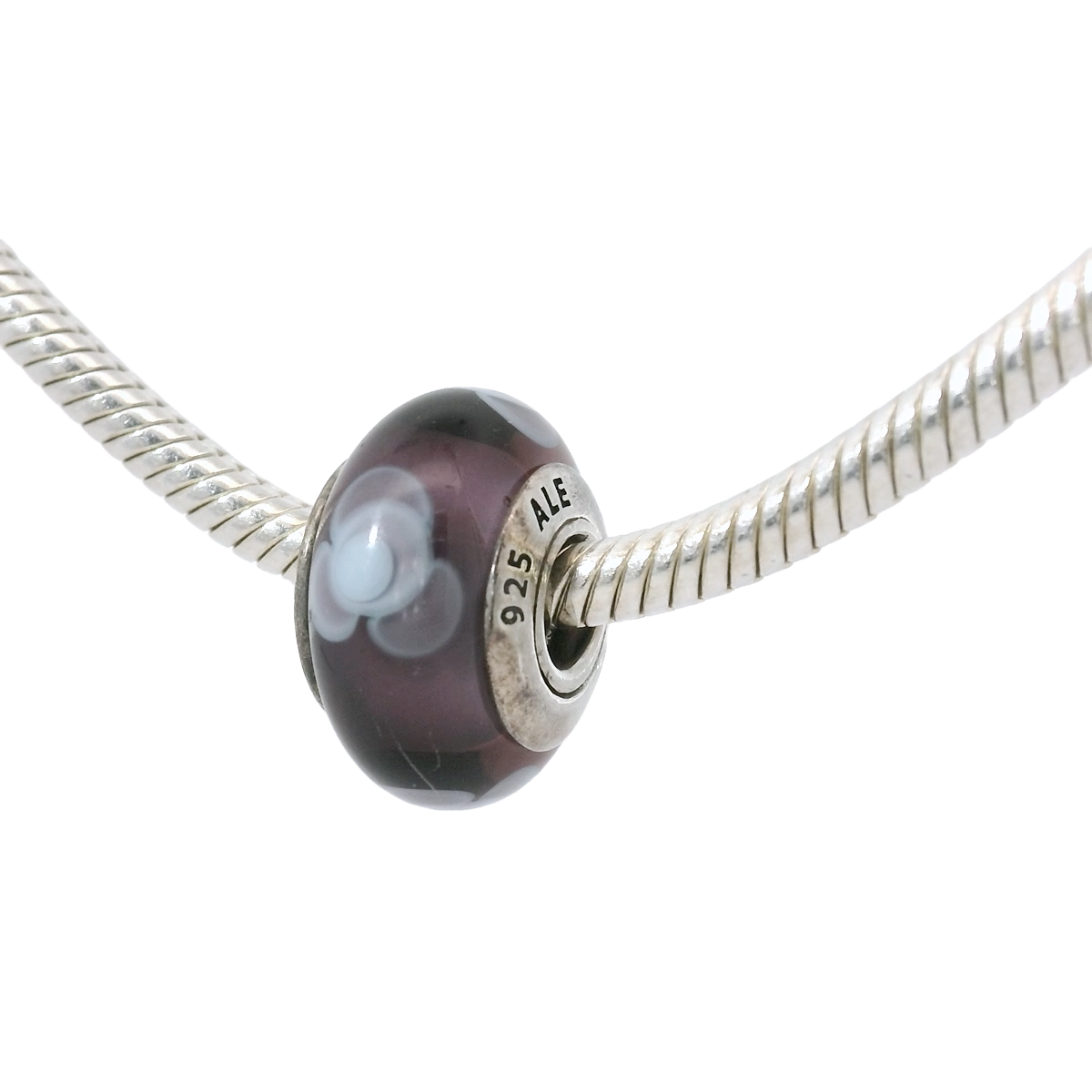 Genuine PANDORA 790643 Purple Flowers Murano Glass Charm Only