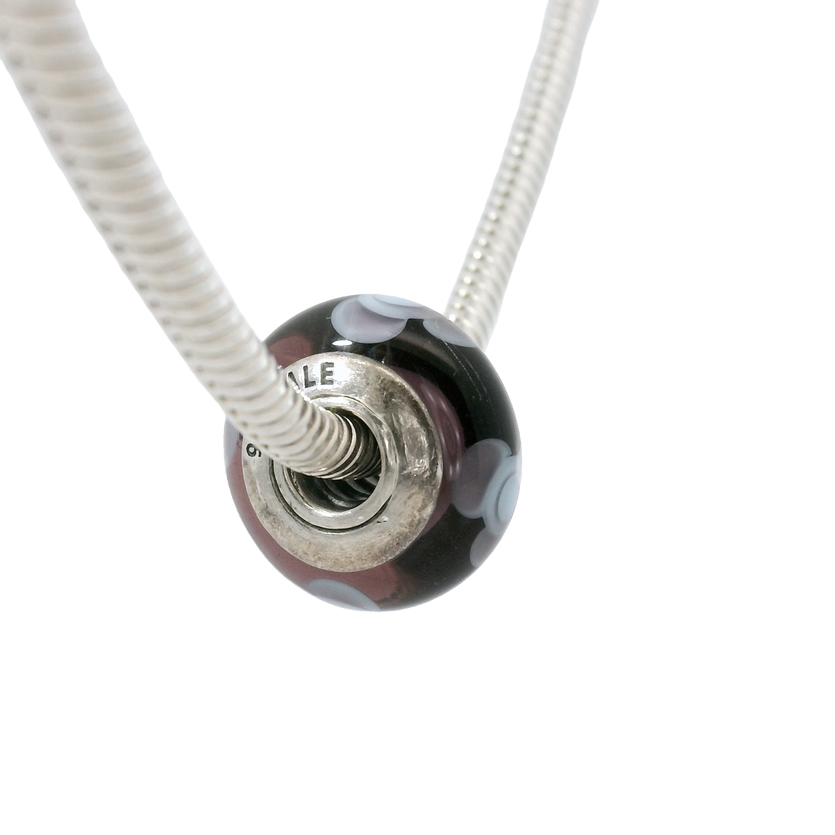 Genuine PANDORA 790643 Purple Flowers Murano Glass Charm Only