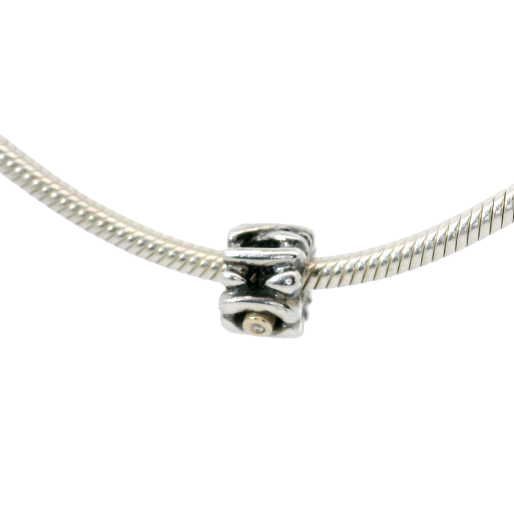 Genuine PANDORA 790352D Silver & 14ct Gold Diamond 'Kisses & Hugs XOX’ Charm Only