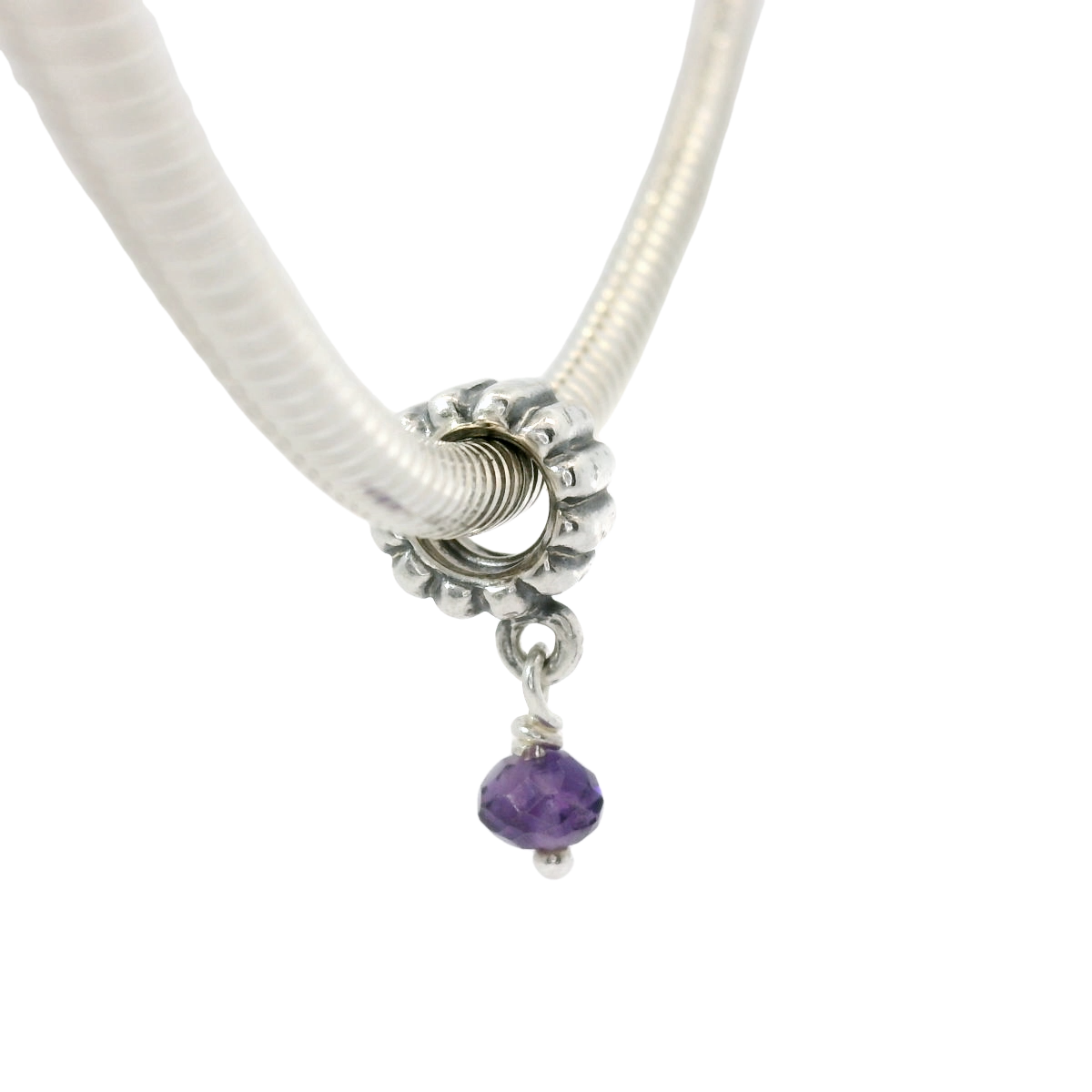 Genuine PANDORA 790166AM Silver & Purple Amethyst February Birthstone Dangle Charm Only