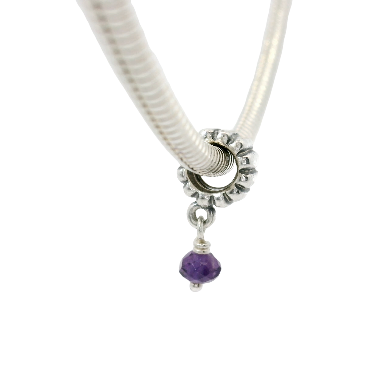 Genuine PANDORA 790166AM Silver & Purple Amethyst February Birthstone Dangle Charm Only