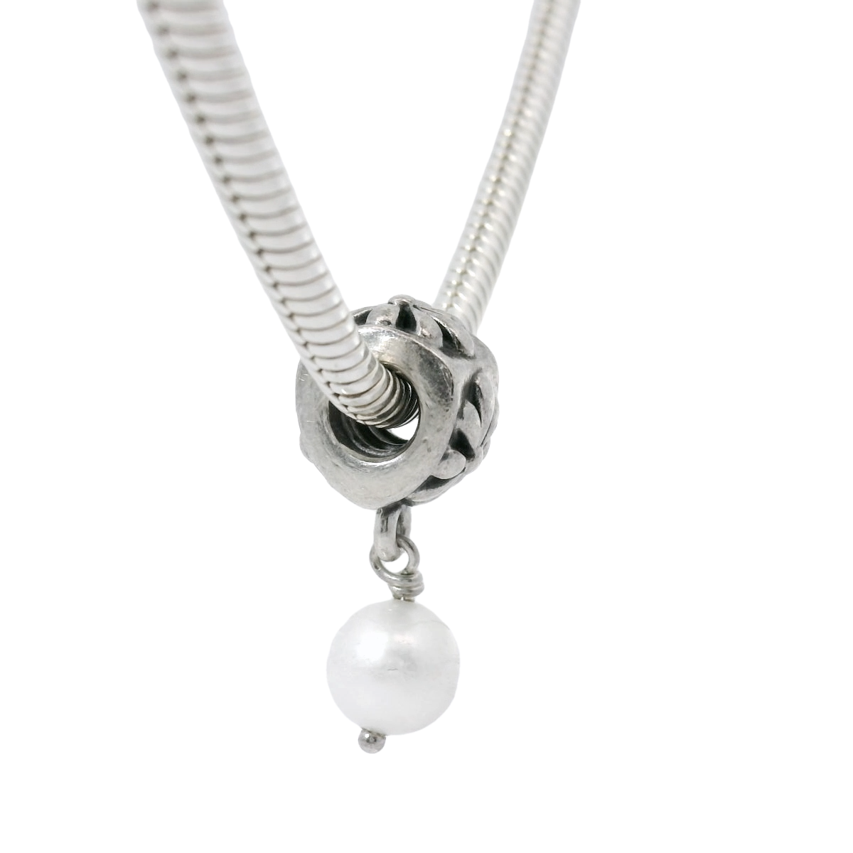 Genuine PANDORA 790535P Posy Flower Pearl Dangle Charm Only