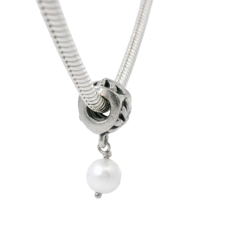 Genuine PANDORA 790535P Posy Flower Pearl Dangle Charm Only
