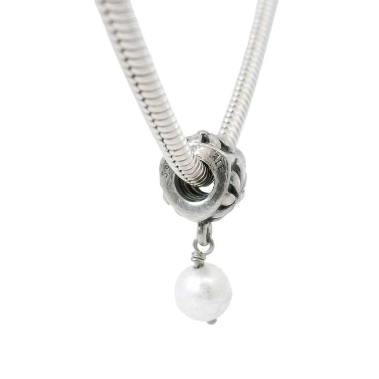 Genuine PANDORA 790535P Posy Flower Pearl Dangle Charm Only