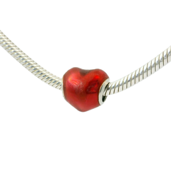 Genuine PANDORA 799291C02 Silver & Metallic Red Heart Charm Only