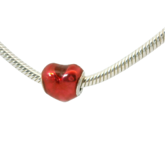 Genuine PANDORA 799291C02 Silver & Metallic Red Heart Charm Only