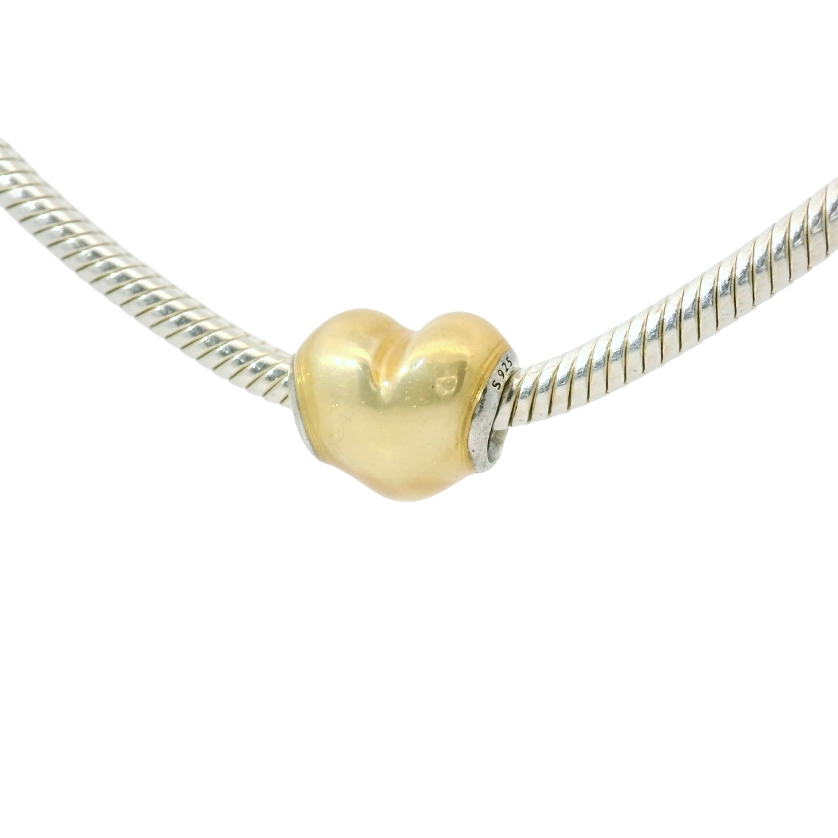 Genuine PANDORA 791886EN113 Gold Glittering Heart Metallic Charm Only