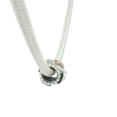 Genuine PANDORA 790574CZS Sterling Mum Charm with 14K and Pink ZC Only