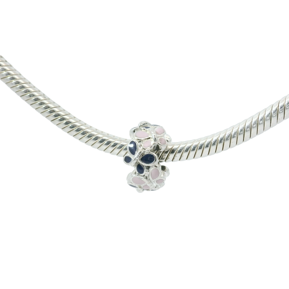 Genuine PANDORA 797870ENMX Silver Pink & Blue Enamel Butterflies Spacer Only - Goldbank Jewellers