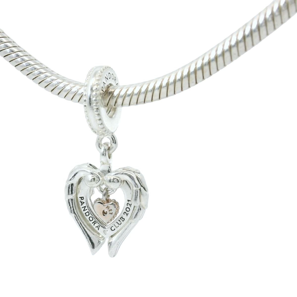 Genuine PANDORA 789296C01 Club 2021 Rose GOLD Plated ANGEL WINGS Dangle Charm