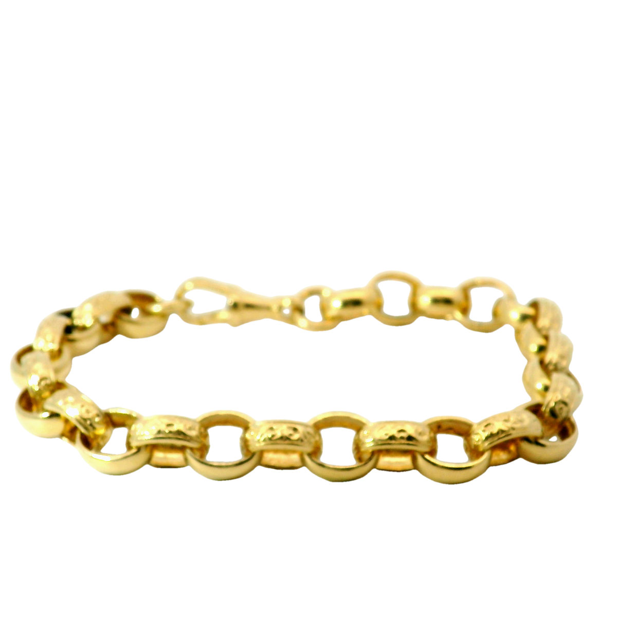 9" Pre-owned Yellow Gold Oval Belcher Bracelet (20.6g)