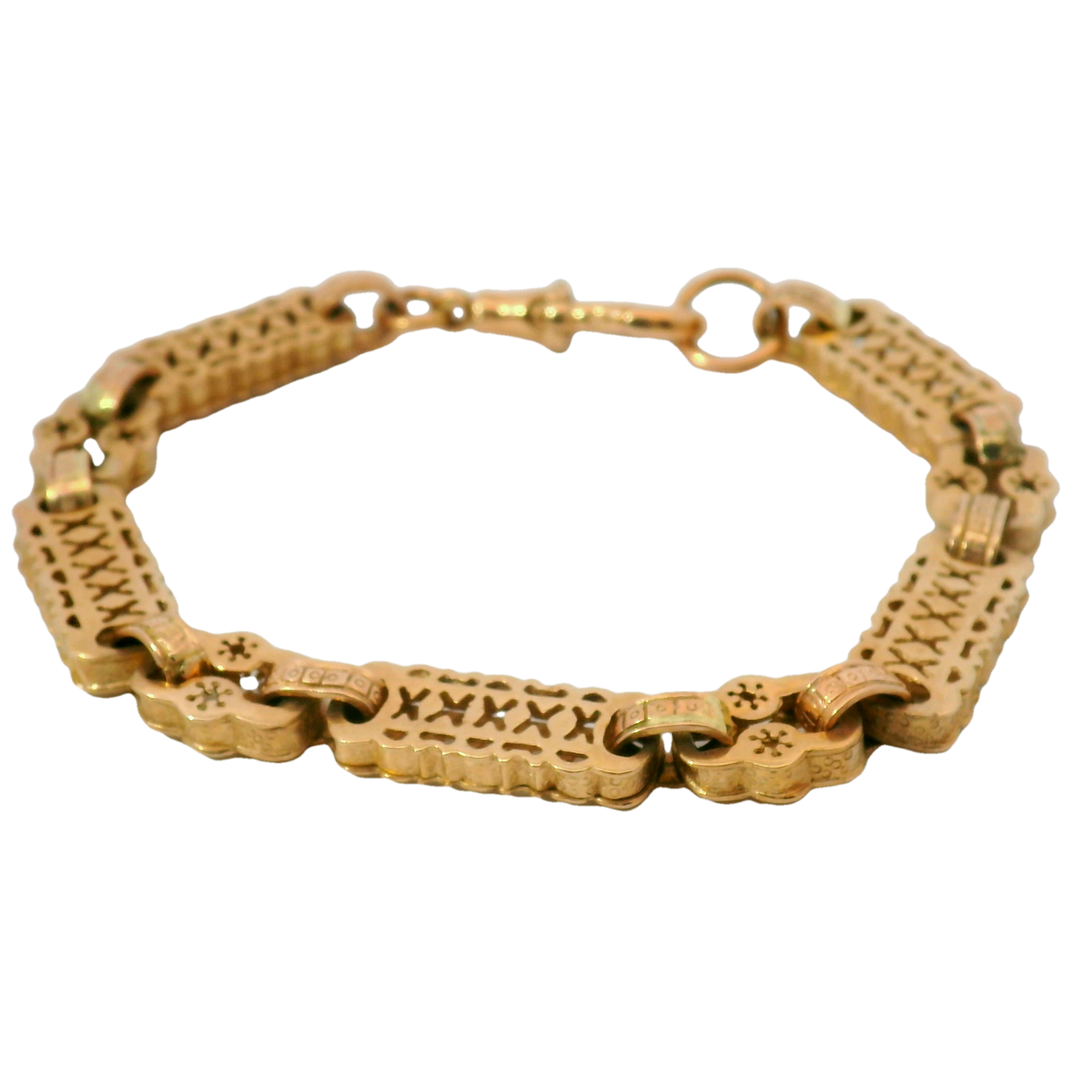 7.5" Pre-owned 9CT Stars & Bars Rose Gold Bracelet (17.6g)