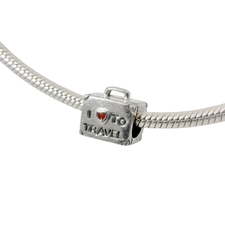 Genuine PANDORA Silver I Love To Travel Suitcase Charm Only - Goldbank Jewellers
