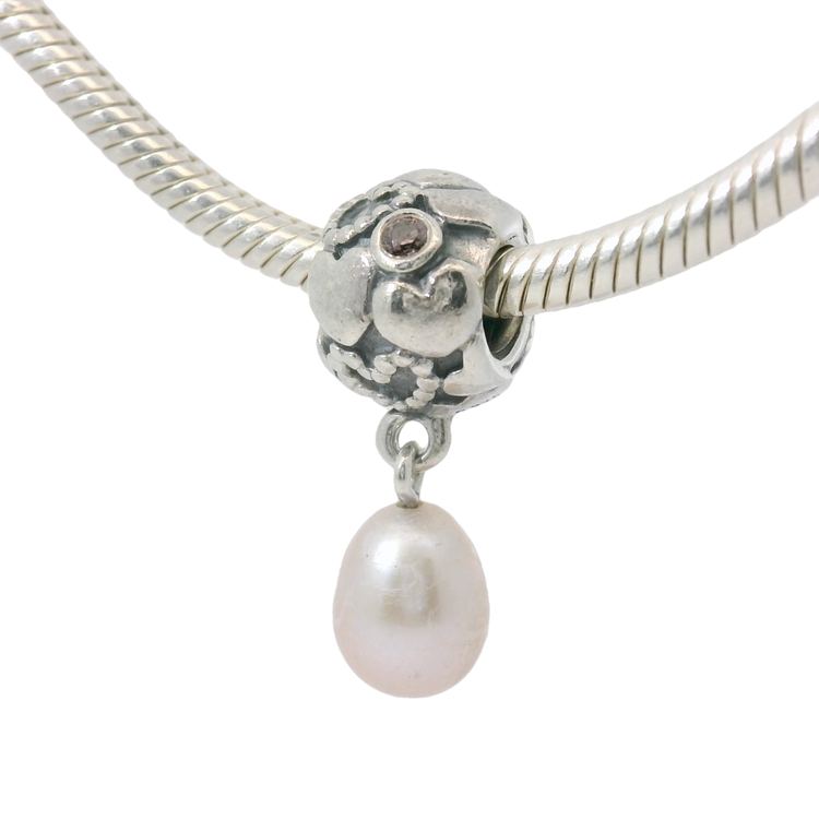 Genuine PANDORA 791017PNP Pearl of Hearts Dangle with Freshwater Pearl Only - Goldbank Jewellers