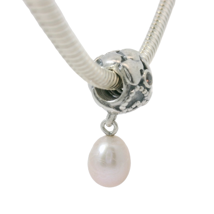 Genuine PANDORA 791017PNP Pearl of Hearts Dangle with Freshwater Pearl Only - Goldbank Jewellers