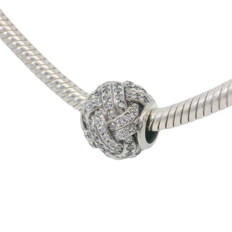 Genuine PANDORA 791537CZ Sparkling Love Knot Charm Only