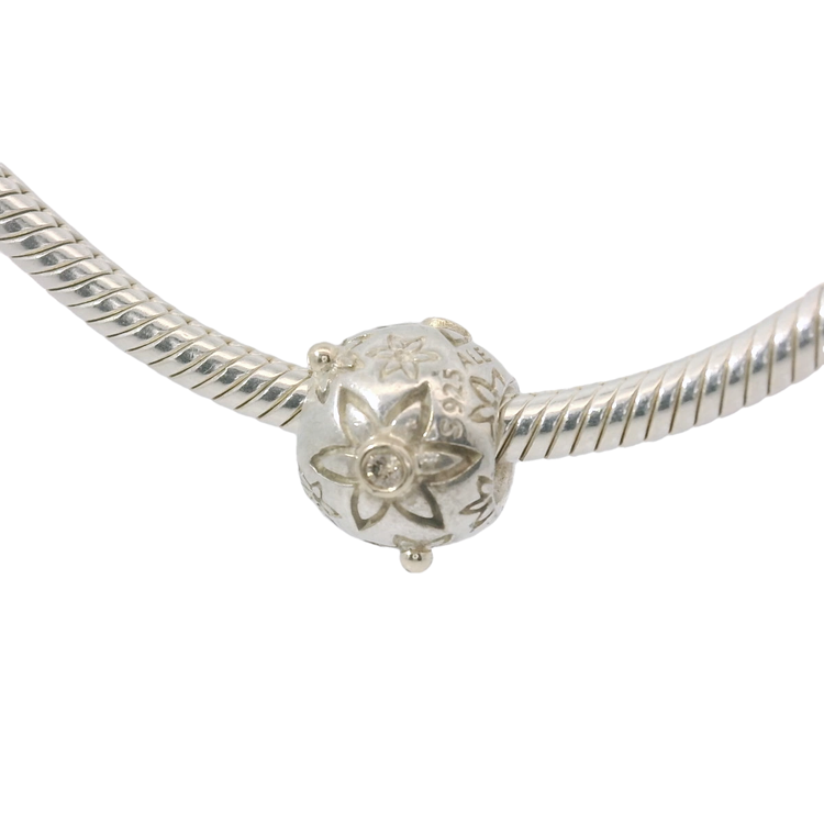 Genuine Pandora 790399DN Sterling Silver and 14ct Diamond Flower Power Charm - Goldbank Jewellers