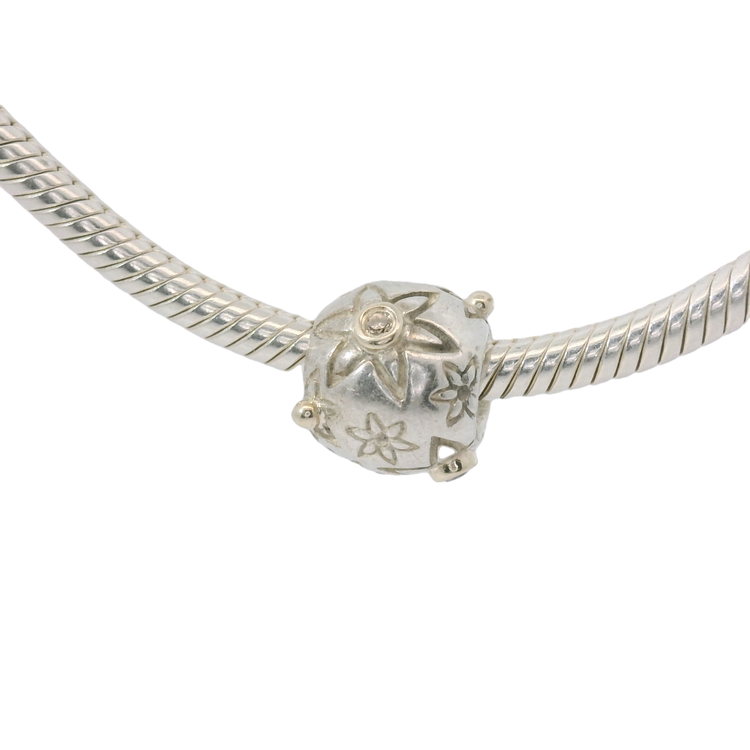 Genuine Pandora 790399DN Sterling Silver and 14ct Diamond Flower Power Charm - Goldbank Jewellers