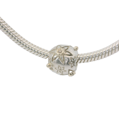 Genuine Pandora 790399DN Sterling Silver and 14ct Diamond Flower Power Charm