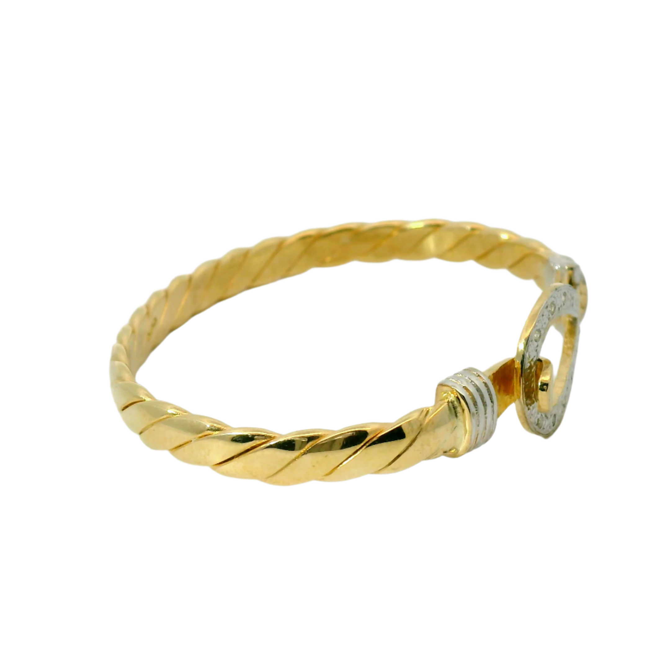 5" New 9CT Baby Diamond Set Hook & Loop Bangle (12.1g)