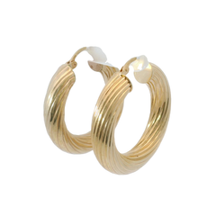 9CT Pre-owned Patterned Hoop Earrings