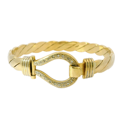 6.5” Pre-owned 9CT Diamond Set Hook & Loop Bangle (30.1g)