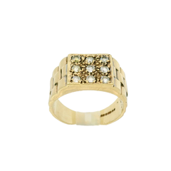 9CT Pre-owned Stone Set Square Signet Ring (Size P)