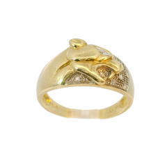 9CT Pre-owned Diamond Set Panther Head Ring (Size R)