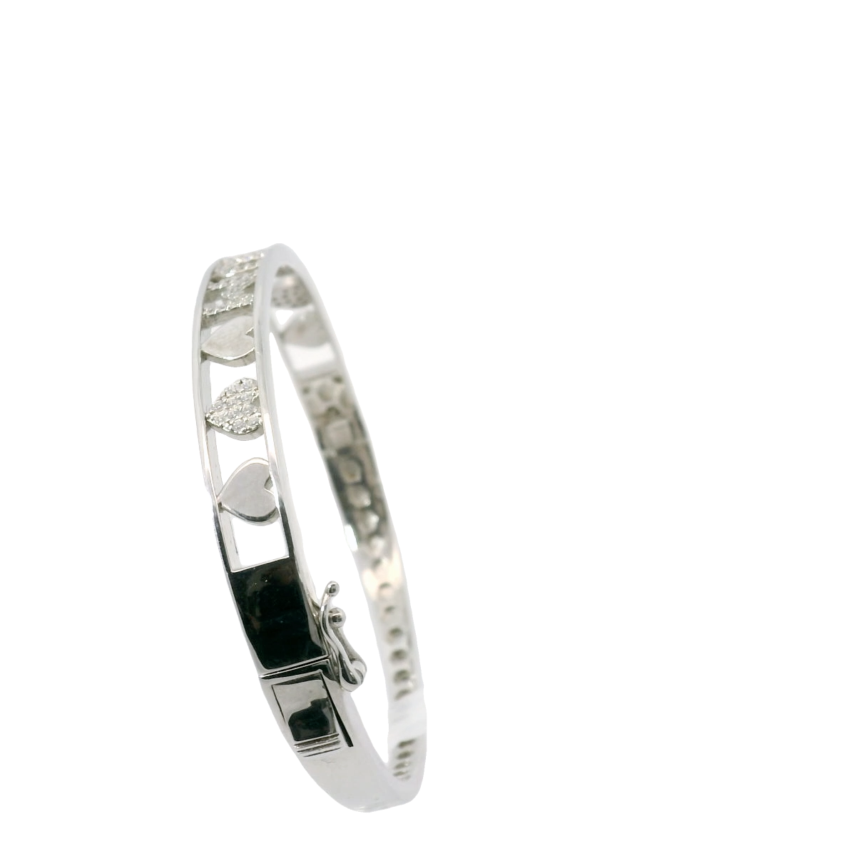 6.25” Pre-owned Sterling Silver Stone Set Mum Bangle (16.22g)