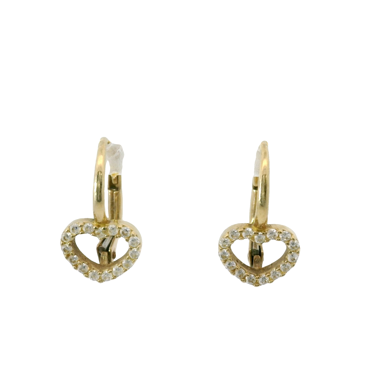 9CT Pre-owned Stone Set Heart Loop Earrings (1.85g)