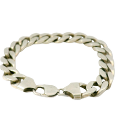 9.5” Pre-owned Sterling Silver Flat Curb Necklace (63.05g)